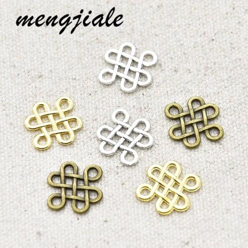 60pcs Wholesale Three Color Chinese Knotting Connectors Charms Alloy Metal Pendants For DIY Jewelry Accessories Making 17*14mm