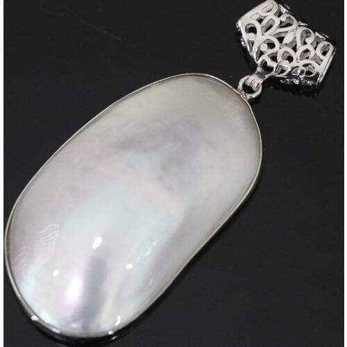 Charms natural white mother shell 29x50mm approx oval large pendant classcial hot women jewelry B1114