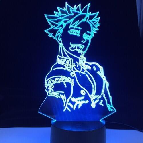 Ban Anime Lamp Seven Deadly Sins Laser LED Engraved Acrylic Upward Lighting 3D Illusion Night Lamp LED Sensor Light Xmas Gift