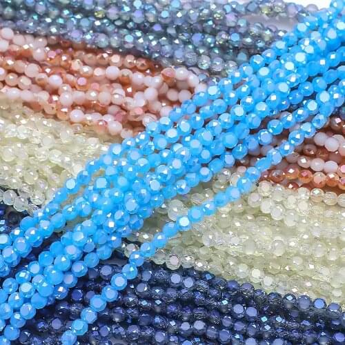 95Pcs/Lot 6mm Flat Glass Faceted Beads AB Yellow DIY Making Crystal Round Jewelry Accessories Crafts Material Supplier Wholesale