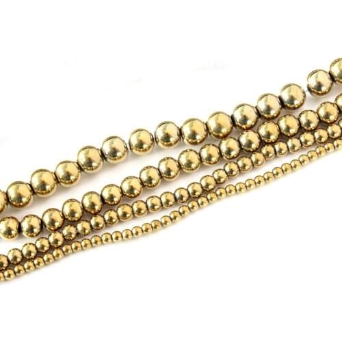 CKysee One Piece Golden Round Necklace Hematite Material Size 4/6/8/10mm Womens neck Chain For DIY Jewelry Making