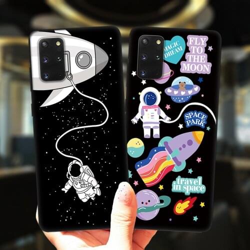 Astronaut Planet Star Space Black Phone Case For Samsung Galaxy S20 FE S21 Ultra S10 Lite S9 S8 Plus S7 Edge S10E Silicone Cover