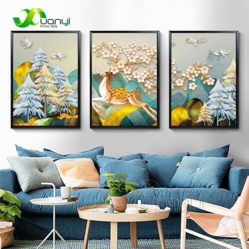 Woodland Animal Deer Posters And Prints Wall Art Canvas Painting Nordic Picture For Bedroom Living Room Home Decoration