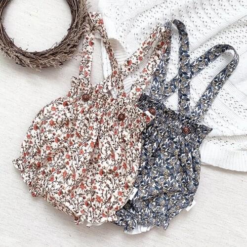 Kids Baby Girl Sleeveless Braces Rompers Girl Floral Rompers Spring Autumn Baby Girl Printing Newborn Rompers Clothes