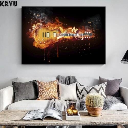Electric Guitar Oil Painting Print On Canvas Abstract Guitar Wall Art Canvas Prints Modern Picture For Living Room Cuadros Decor
