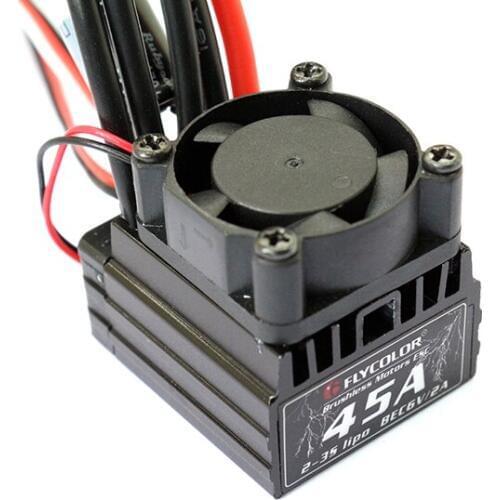 Flycolor Car ESC Thunder 45A Waterproof Electronic Speed Controller With Fan Radiator For Racing RC Module Cars Toy Spare Parts