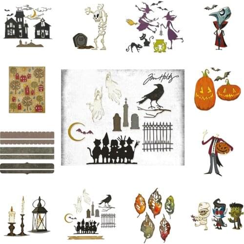 Halloween Witch Skull Pumpkin Ghost Fire Metal Cutting Die Scrapbook Embossed Paper Card Album Craft Template Cut Die Stencils