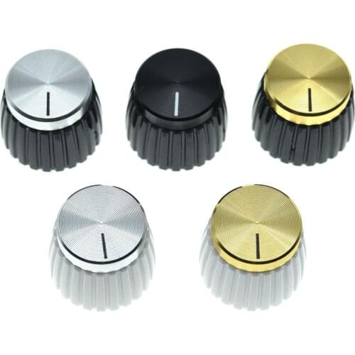 Kasih 10x Guitar AMP Amplifier Knobs Black w/ Black Cap Push on Knob fits Marshall AMP 10 pieces White W/ Chrome Cap knob