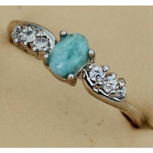 Fleure Esme wedding rings for women Larimar and White Cubic Zirconia Jewelry Noble Generous On Sale Rhodium Plated R3542 size 8