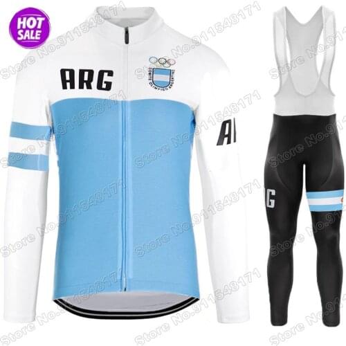 2021 Argentina Team national Cycling Jersey Set Clothing Suit Mens Long Sleeve MTB Bike Road Pants Bib Ropa Ciclismo