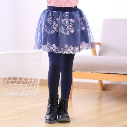 2020 Spring Fall Girl Legging Lace Flower Skirt-pants Cute skirt baby elastic leggings Skirt pants for kids 4 to14 years