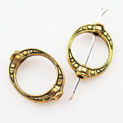 Fashion 16Pcs Antiqued Gold Color Oval Dots Spacer Frame Beads Charms 14.5x19.5mm