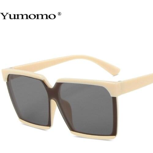 Fashion Oversized Semi-Rimless Square Sunglasses Women Vintage One Piece Gradient Mirror Eyewear Men Sun Glasses Shades UV400
