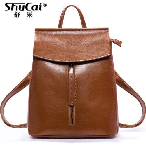 Fashion vintage business backpack women travel leather backpack school bags for teenage girls purse bags for women 2019 bag pack