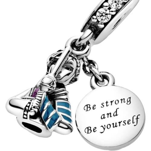 Cartoon Mulan Pendant DIY Fit Original Pandora Charms Bracelet Women Girl Be strong & Be yourself Anime Beads for Jewelry Making