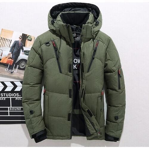 Mens White Duck Down Jacket Warm Hooded Thick Puffer Jacket Coat Male Casual High Quality Overcoat Thermal Winter Parka Men