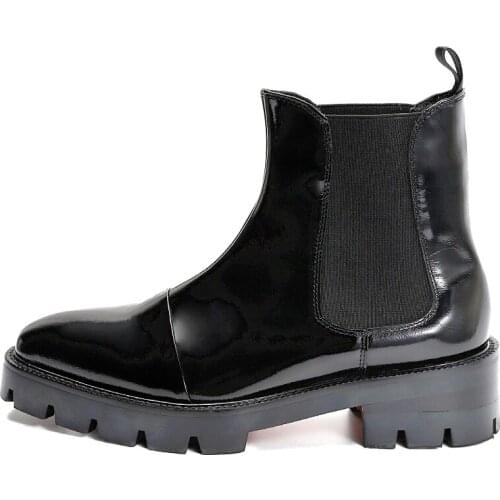 Hot Selling Cow leather Mens Boots Ankle Martin Boots Shoes Fashion work Boots High Quality Retro Shoes elastic band thick sole