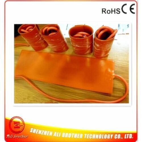 Silicone Rubber Heater 12v 600w 200*800*1.5mm adhesive 1face 100k thermistor 1000mm lead wire come out from short side