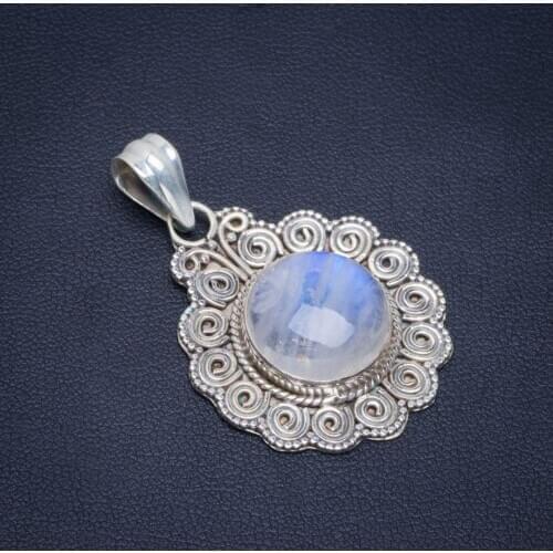 Natural Rainbow Moonstone Handmade Unique 925 Sterling Silver Pendant 1.5" B3272