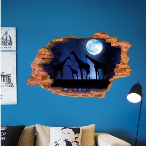 New Product 3d Starry Sky Giraffe Living Room Bedroom Background Decoration Removable Wall Stickers