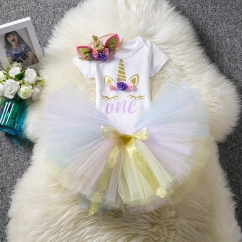 Baby Girl Flower Dress Rainbow Tutu Girl Dress For Party and Wedding Toddler Dresses 1st Birthday Outfits Christening Gown