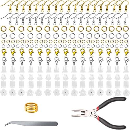 Earring Hooks Hypoallergenic Stainless Steel With Jump Rings Lobster Clasps Clear Rubber Earring Backs for Jewelry Making Repair