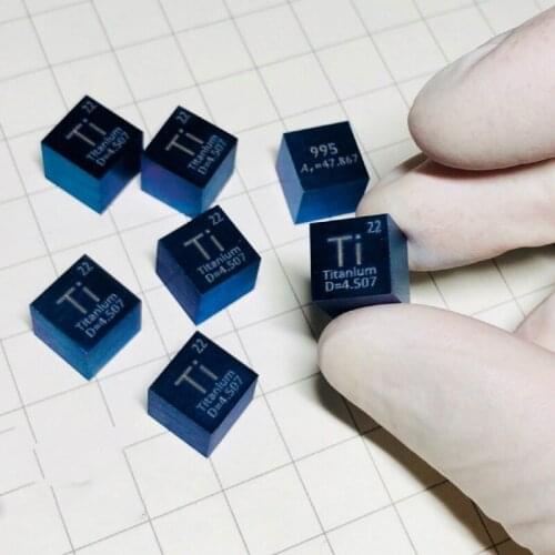 Blue Titanium Metal Cube Purity 99.5% Size 10x10x10mm Element Collection Gift