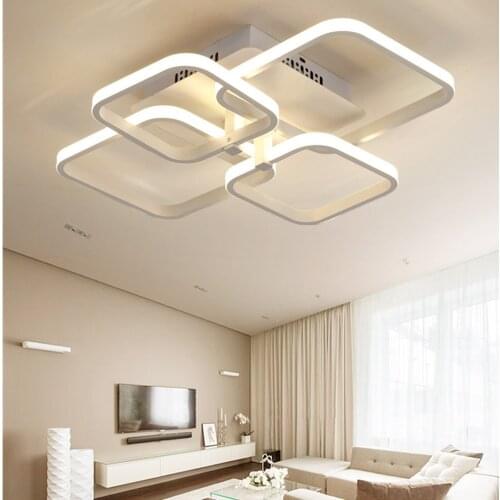 Dimmable Remote Control Modern LED Chandelier 4 Heads 36W Acrylic Lights For Living Room Ceiling Lamp