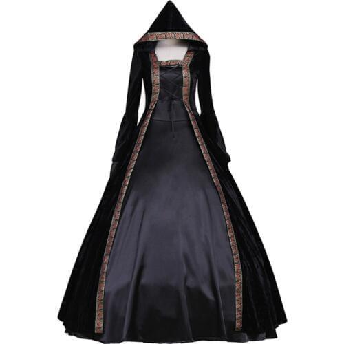 Medieval Renaissance Victorian Hooded Dress For Adult Women Gothic Fantasy Dress Halloween Party Costumes Custom Made