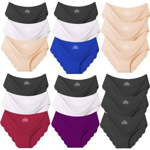 3Pcs/set Solid Ladies Women Seamless Panties Ice Silk Underwear G String Panties Sexy Underwear Panties Comfortable Breathable