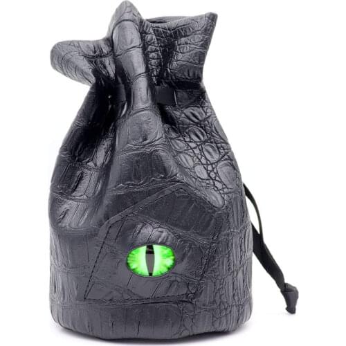 Haxtec dnd Eye Dice Bag Drawstring PU Leather DND Dice Pouch Storage Bag for D&D Dice (Green Eye-L)