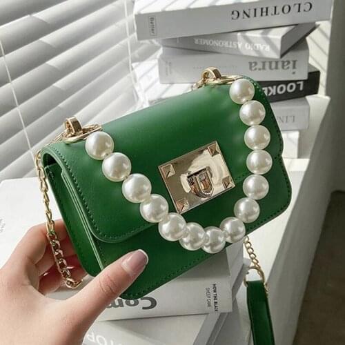 Pearl Design Mini Tote Bag 2021 Spring Fashion New High-quality PU Leather Womens Designer Handbag Chain Shoulder Messenger Bag
