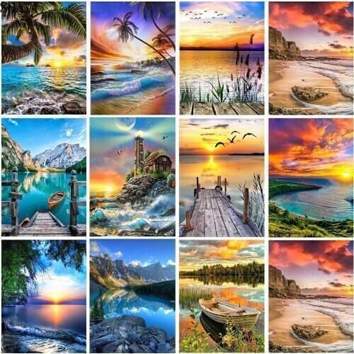 Sundown Patterns Cross Stitch Kits 14CT 11CT Count Printed Canvas DMC DIY Handmade Embroidery Kits Needlework Sets Home Decor