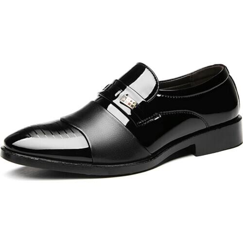 Fashion Leather Men Business Dress Shoes Men Loafers Pointy Black Shoes Oxford Comfortable Men Formal Wedding Shoes Plus size 48