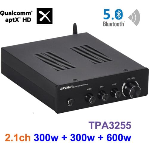 2*300W+600W TPA3255 Bluetooth 5.0 High Power Amplifier APTX-HD PCM5102A 2.1 Channel Hifi Stereo Class D Audio Digital Amp APTX