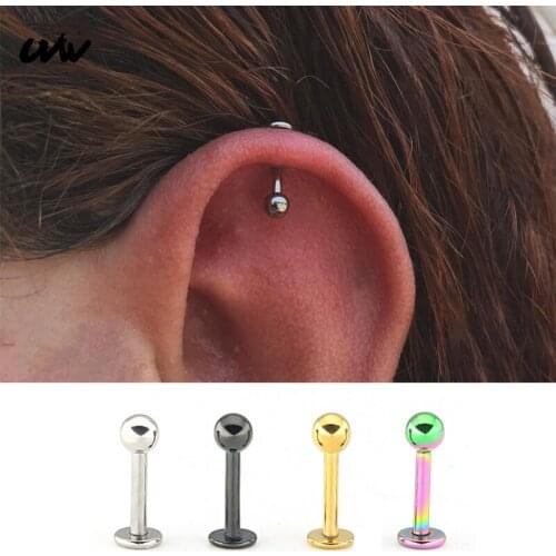 UVW108 2pc 316L Stainless Steel Muti-use Lip Rrings Tragus Daith Conch Piercing Body Jewelry for Women Cool Gift 8mm Length