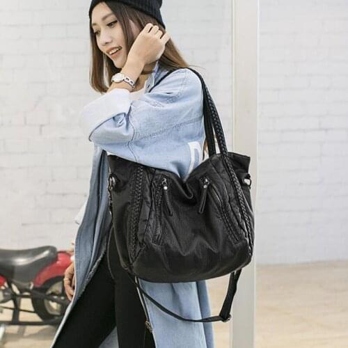 High Capacity Travel Bags for Women 2019 Female Big Handbag Soft PU Leather Shoulder Bag Brand Designer Messenger Bag CQ75A