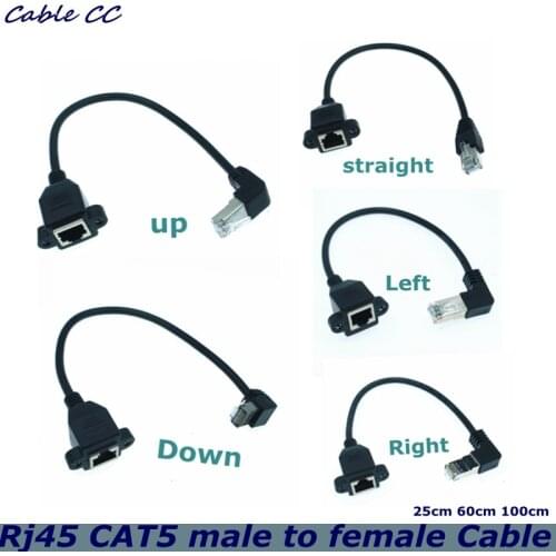 High Quality 30cm UP Down Right Angled 90 Degree 8P8C FTP STP UTP Cat5 RJ45 with screw Lan Ethernet Network Extension Cable 1ft