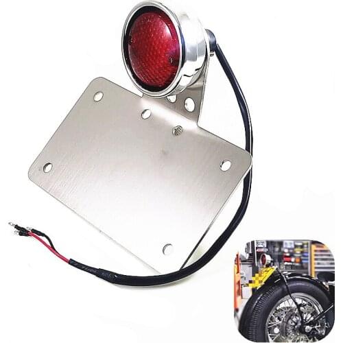 12v Motorcycle Taillight Rear Tail Brake Stop Ligh License Plate Lamp Bracket Mount Cruiser Chopper Cafe Racer Old School