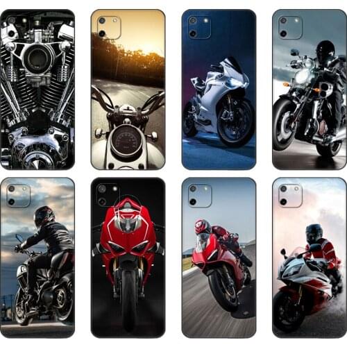 Black tpu Case For OPPO Realme C11 C20 C21 Case Back Cover Bumper bike motorcycle speed motorbike vehicle tire