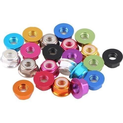 1pcs Colorful Aluminum Alloy Lock Flange Nut M2 M3 M4 M5 Hex Nuts Self Lock Fastener