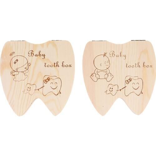 1Pc Baby Gift Wood Baby Girl Boy Tooth Organizer Boxes Save Deciduous Teeth Storage Keepsakes Collecting