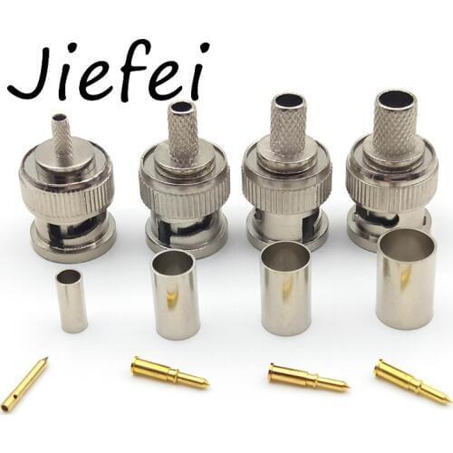 100 Sets 3-Piece BNC Male RG316 RG58 RG59 RG6 Plug Crimp Coax Cable Straight Connector adapter