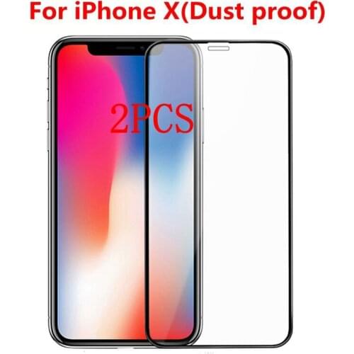 2PCS Dust proof Full Cover Tempered Glass For iPhone X iphone 11 11Pro Screen Protector protective film For iPhone 11 Pro Max