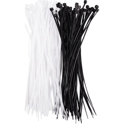 3mm x 150mm Auto Wire Push Cable Zip Tie Organizer White Black 100 Pcs