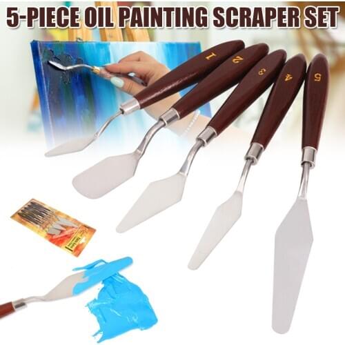 5Pcs / Set Stainless Steel Spatula Kit Palette Gouache Supplies For Oil Painting Knives Fine Arts Painting Tool Kit New