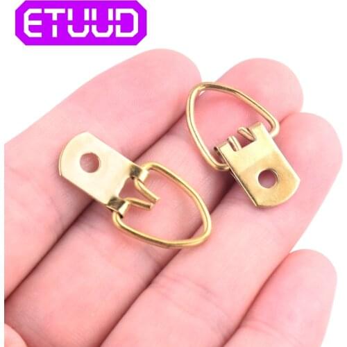 50pcs Golden Triangle D-Ring Hanging Oil Painting Mirror Picture Frame Hanger Art Work Photo Wall Hook with screws