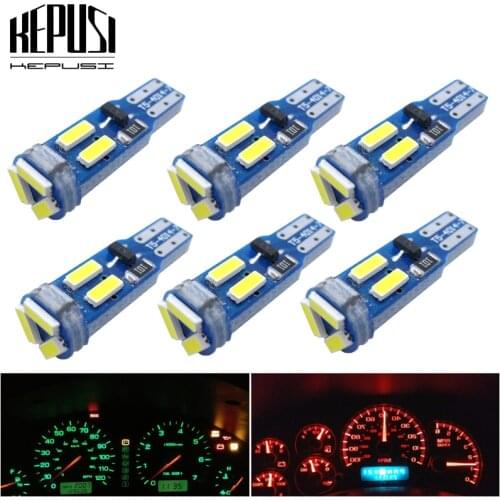 6x T5 W1.2W 73 74 286 4014 LED Wedge Dashboard Gauge Lamps Car Warning Indicator Instrument Cluster Lights Bulb Super Bright