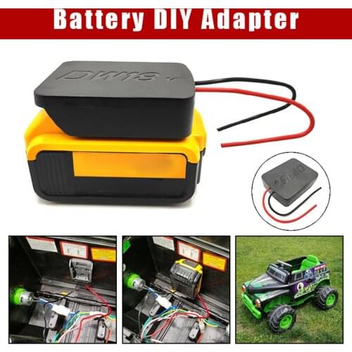 Battery Adapter Power Source Mount with Wires for Dewalt 18V Dock Power Connector Black