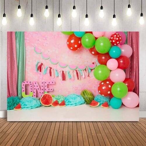 Watermelon 1st Birthday Party Balloons Backdrop for Photography Studio Newborn Kids Portrait Background for Picture Photocall